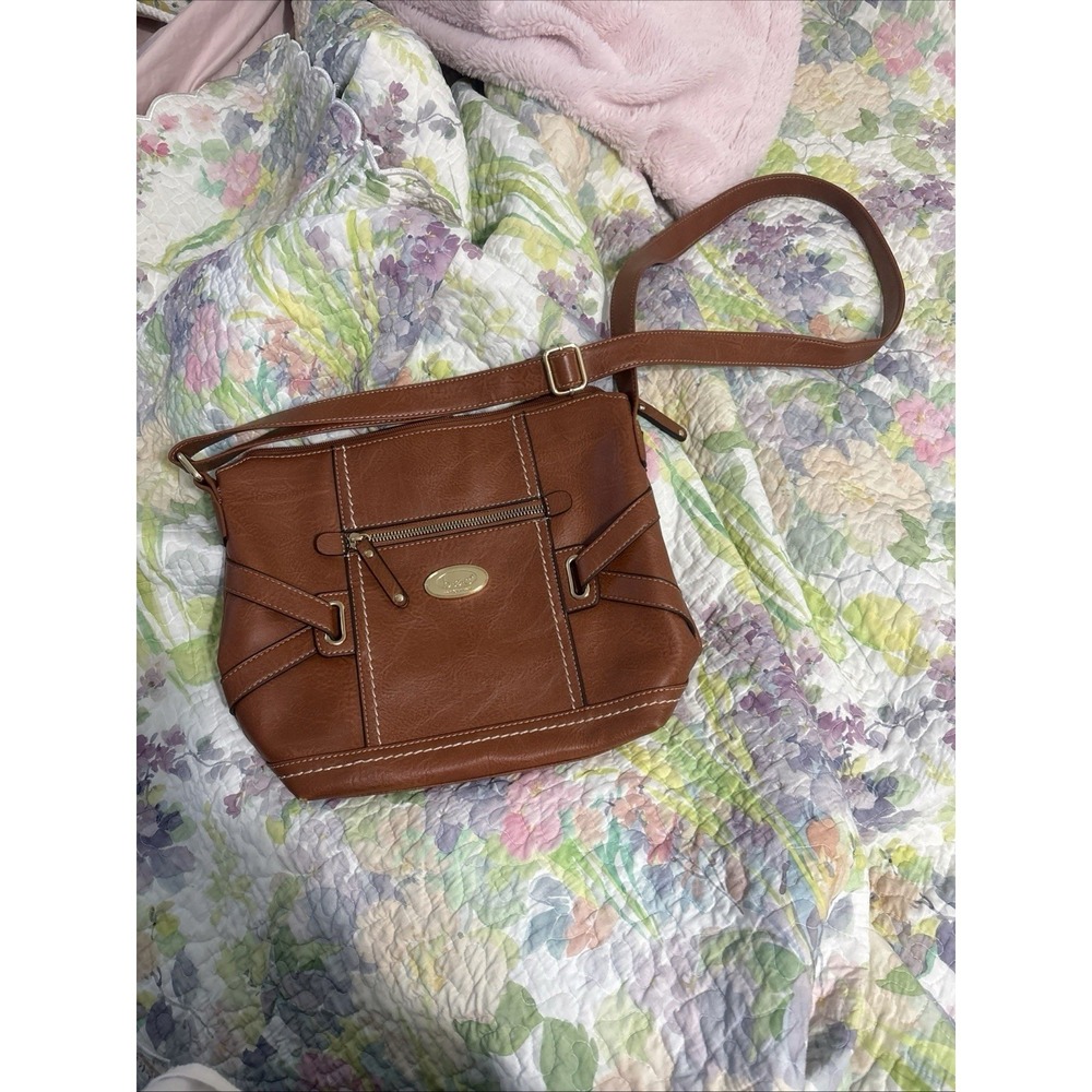 Y2K B.O.C. Born Concepts Brown Organizer Crossbody Bag Boho Faux Leather Purse